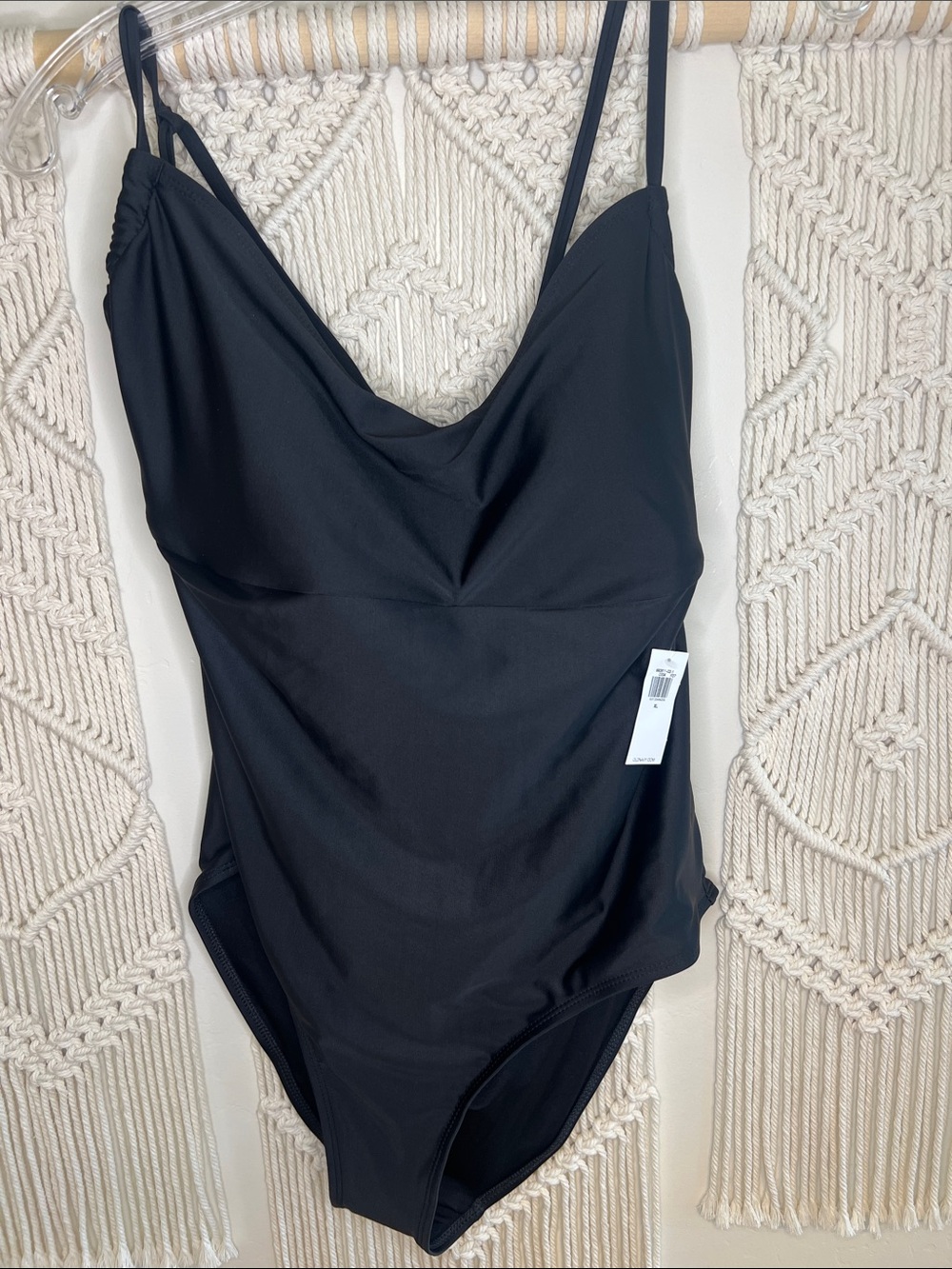 Old Navy Black One-Piece Swimsuit with Cowl Detail